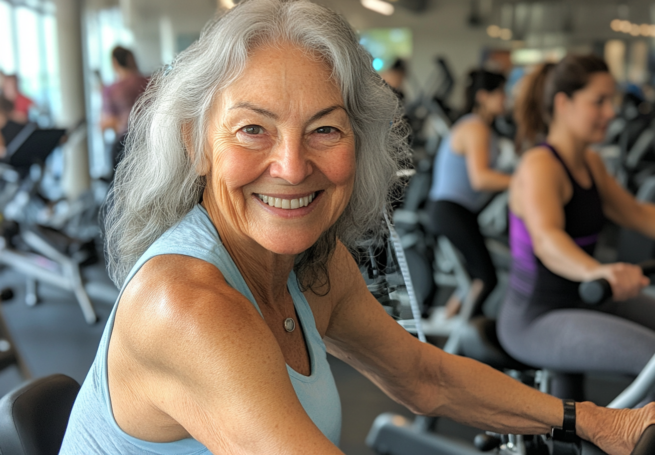 Възрастни хора правят упражнения